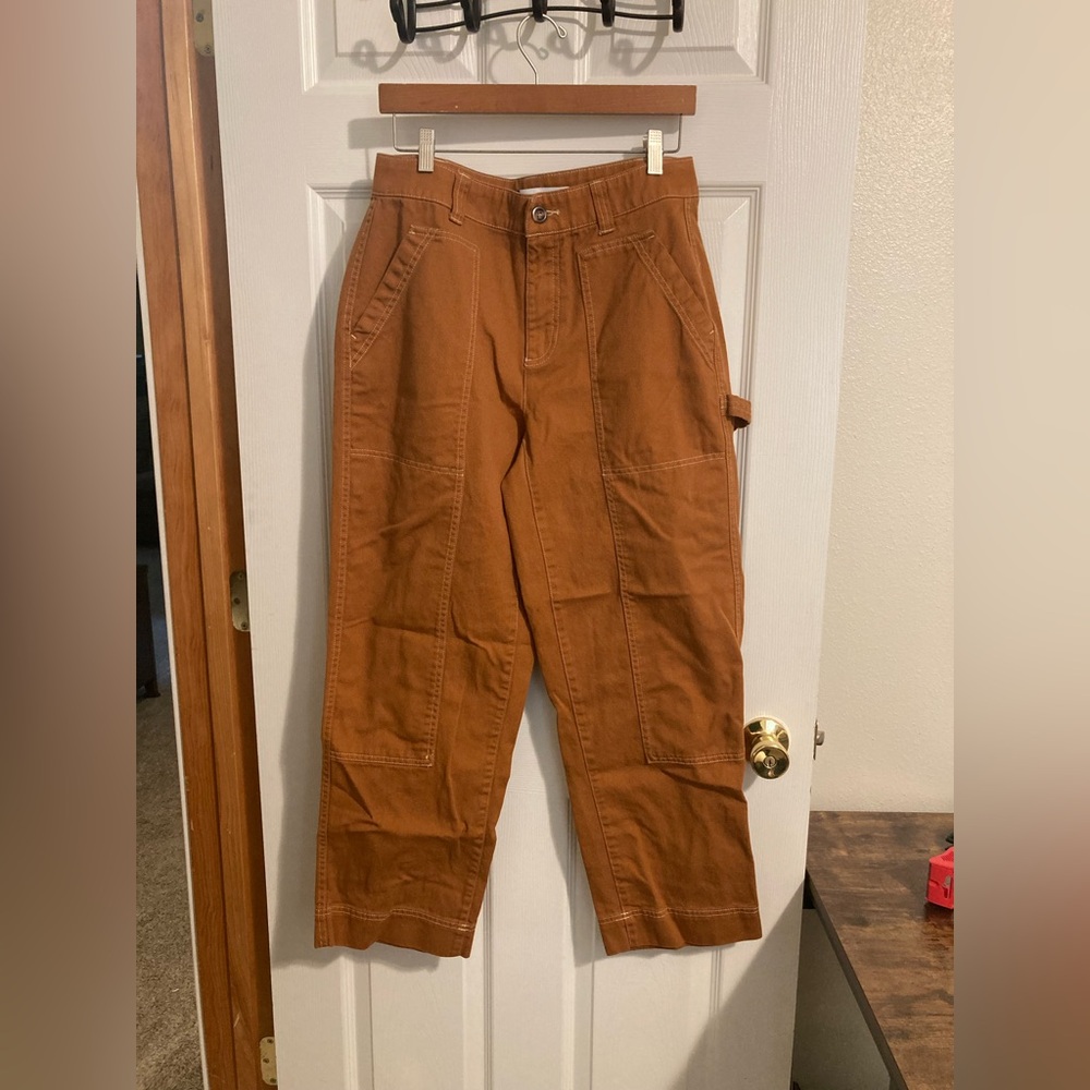 Old Navy Women's Straight Leg Painter Pants in Rust Brown